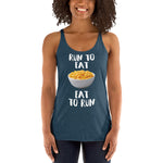 Run to Eat, Eat to Run - Women's Racerback Tank-Shirts-The Beer Mile-Indigo-XS-The Beer Mile
