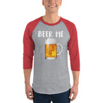 Beer Me Drinking 3/4 sleeve raglan shirt-Shirts-The Beer Mile-Heather Grey/Heather Red-XS-The Beer Mile