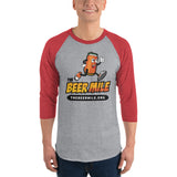 The Beer Mile 3/4 sleeve raglan shirt-Shirts-The Beer Mile-Heather Grey/Heather Red-XS-The Beer Mile