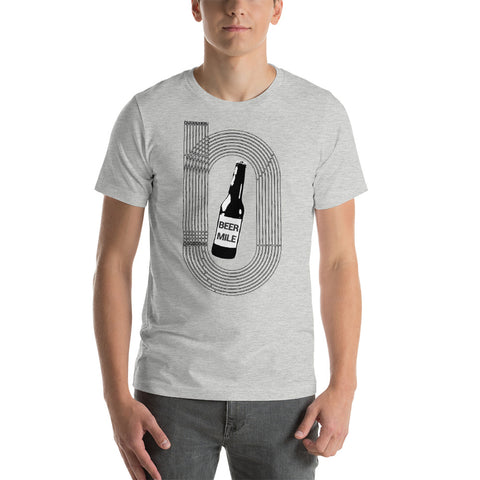 Beer Mile Track Vintage Black and White T-Shirt-Shirts-The Beer Mile-Athletic Heather-S-The Beer Mile