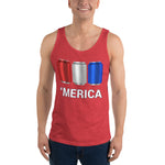 'Merica Red, White, and Blue Beer Cans Drinking Tank Top-Tanks-The Beer Mile-Red Triblend-XS-The Beer Mile