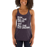 Run All The Miles Eat All The Ice Cream Women's Racerback Tank-Tanks-The Beer Mile-Vintage Purple-XS-The Beer Mile