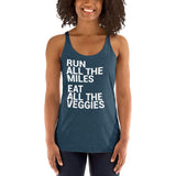 Run All The Miles Eat All The Veggies Women's Racerback Tank-Tanks-The Beer Mile-Indigo-XS-The Beer Mile