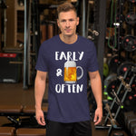 Early & Often Drinking Shirt-Shirts-The Beer Mile-Heather Midnight Navy-XS-The Beer Mile