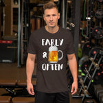 Early & Often Drinking Shirt-Shirts-The Beer Mile-Brown-S-The Beer Mile