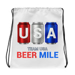 Team USA Beer Mile Cans Drawstring Bag-Bags-The Beer Mile-The Beer Mile