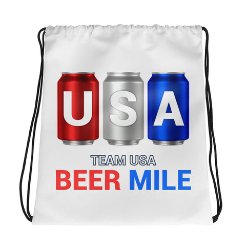 Team USA Beer Mile Cans Drawstring Bag-Bags-The Beer Mile-The Beer Mile