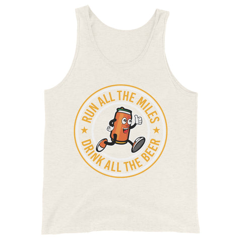 Run All The Miles Drink All The Beer Tank-Tanks-The Beer Mile-Oatmeal Triblend-XS-The Beer Mile