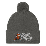 BeerMile.com Pom-Pom Beanie-Hats-The Beer Mile-Dark Heather Grey-The Beer Mile