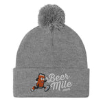 BeerMile.com Pom-Pom Beanie-Hats-The Beer Mile-Heather Grey-The Beer Mile