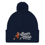 BeerMile.com Pom-Pom Beanie-Hats-The Beer Mile-Navy-The Beer Mile