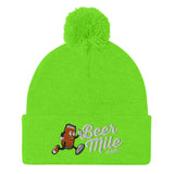 BeerMile.com Pom-Pom Beanie-Hats-The Beer Mile-Neon Green-The Beer Mile